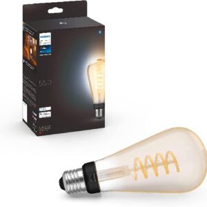 Philips Hue White Filament Piston Single Smart LED ST64 Bulb [E27 Edison Screw] with Bluetooth, Works with Alexa, Google Assistant, Apple HomeKit, Microsoft Cortana