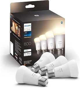 Philips Hue E27 Light Bulb, 4 Pack, White